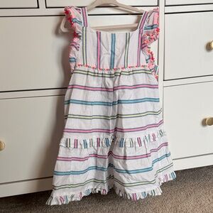 Cat & Jack Girls White Striped Sundress with Pom Trim 5T